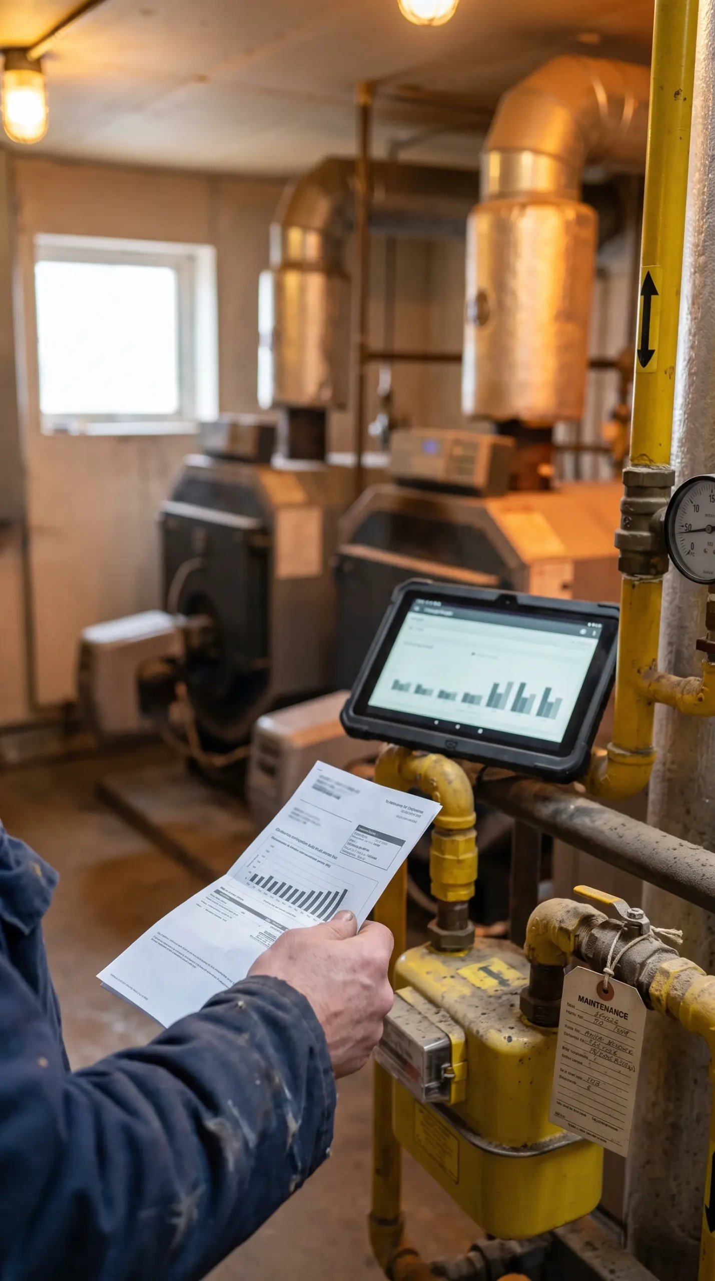 Utility bill held up in a boiler room
