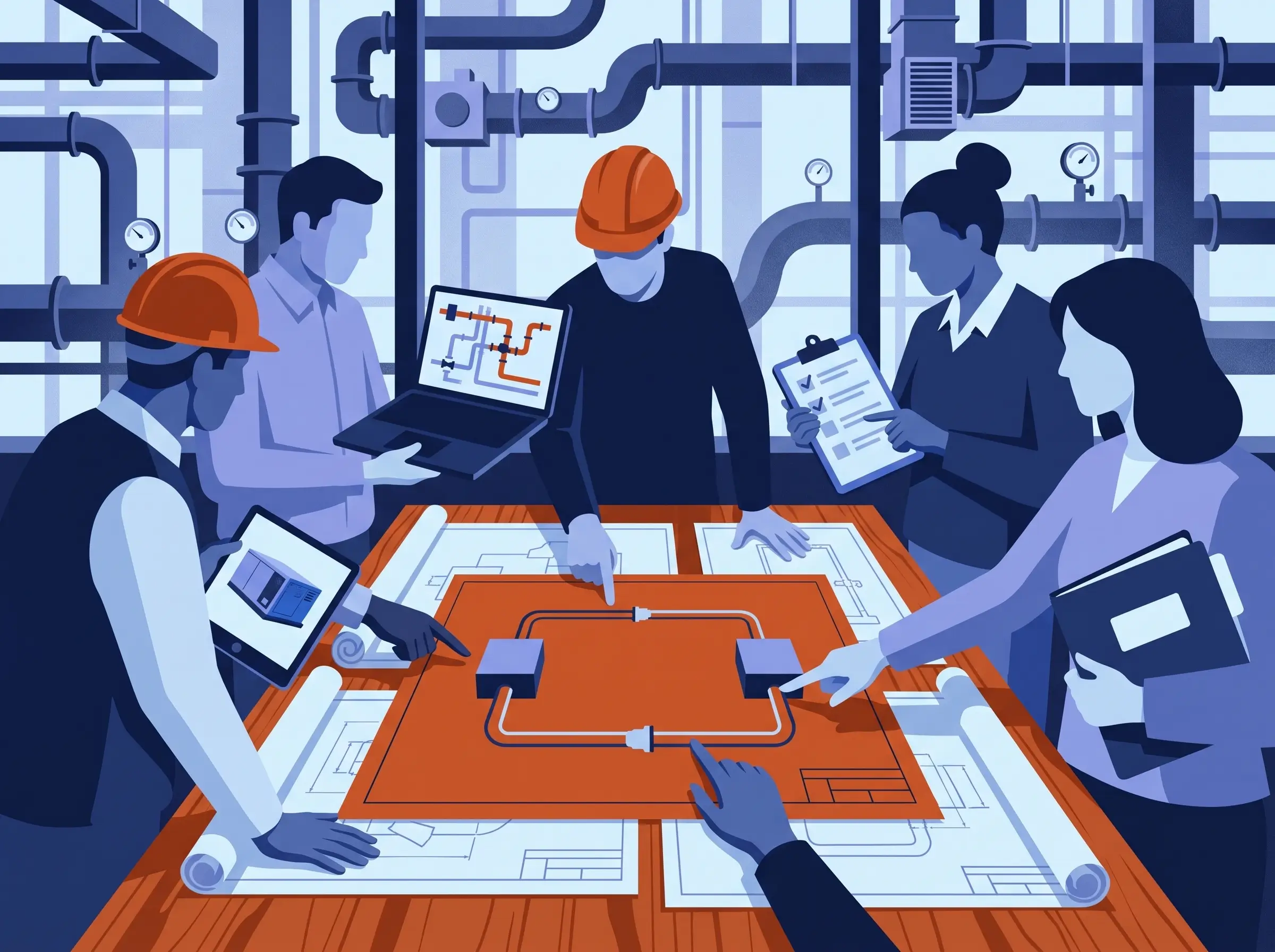 Project team meeting around a table